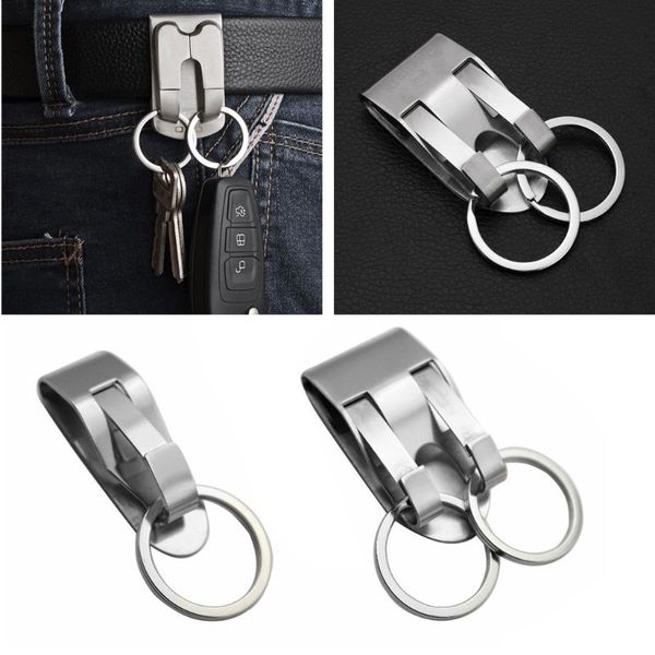 

stainless steel keyring security clip on heavy duty belt key clip belt keychain, Silver