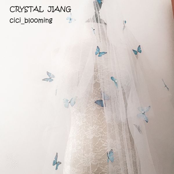 

butterfly short bridal veils raw edge 2 layers wedding veil with butterfly, Black