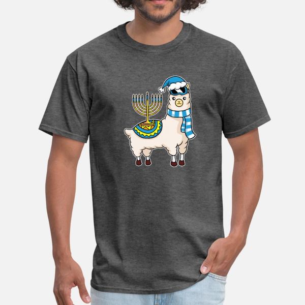 

ханука альпака happy hanukkah llama менора тенниска мужчин вязаная 100% хлопок s-3xl сплошной цвет сумасшедшая новая мода весна оригинальная