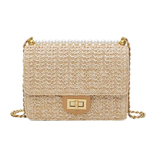 

fuahalu новый корейский случайные мешок плеча моды цепи, перекинутой соломы небольшой лоскут сумка отдых пакет кроссбоди с жемчугом