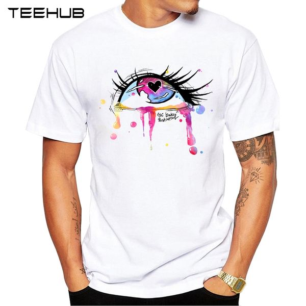 

2019 teehub men's fashion eyes and lips printed short sleeve t-shirt hipster o-neck design cool desgin tee
