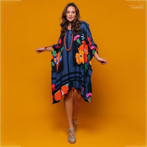 

summer dress in the middle east style clothing loose womens designer dresses floral printed size womens, Black;gray