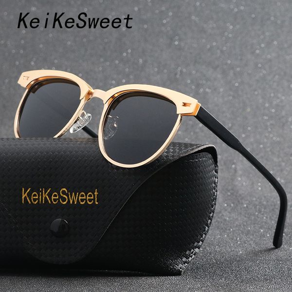 

keikesweet polarized uv400 outdoor sunglasses men fashion vintage rays cool party shades designer sun glasses for male eyewear, White;black