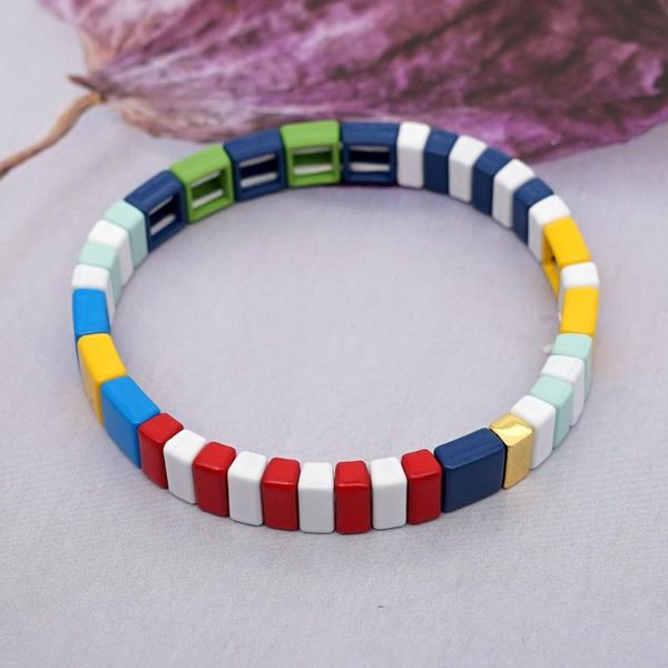 

shinus rainbow macrame bracelet women enamel tile bracelets summer beach jewelry 2020 colorful fashion jewellry, Golden;silver