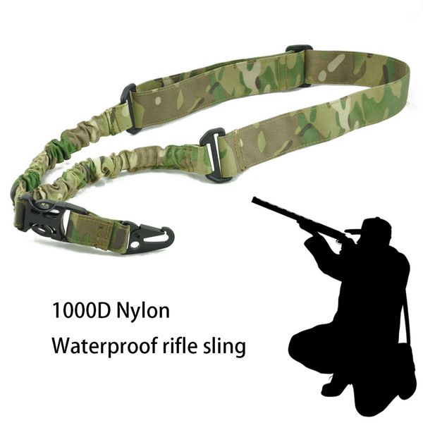 

1 point rifle gun sling strap combat with adjustable bungee tactical single point gun sling airsoft hunting sling for outdoor sun