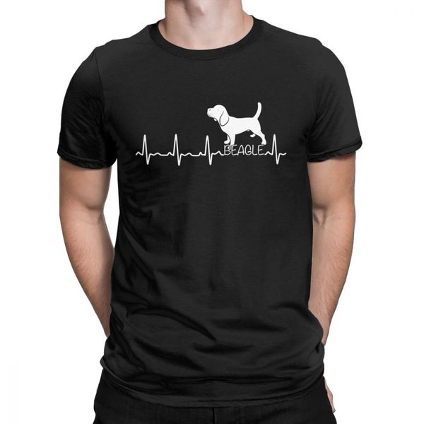 

мужчины футболки heartbeat бигль vintage tshirt с коротким рукавом смешные рубашка собачников crewneck топы тис хлопок плюс размер футболки