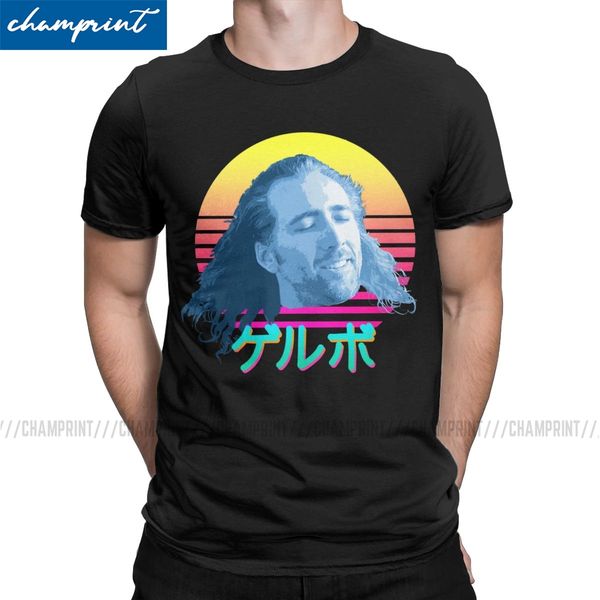 

николас кейдж t-shirt мужчины смешной meme урожай хлопка тройников шеи экипажа с коротким рукавом рубашки плюс размер одежды