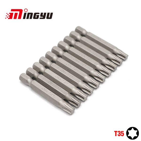 

10pcs 1/4" 50mm torx t35 screwdriver bit set tools repair screwdrivers kit hex shank drill bit for power household hand tools