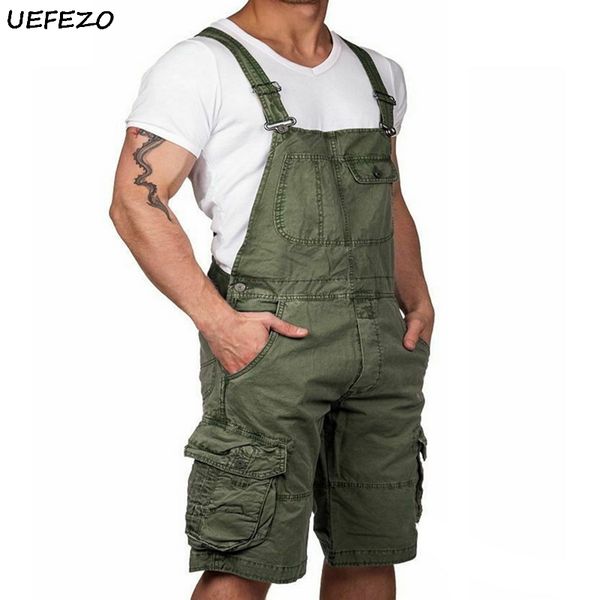 

uefezo men jumpsuit casual jumpsuit 2020 jogger loose multi-pocket streetwear fashion solid suspenders men workwear harajuku, Blue
