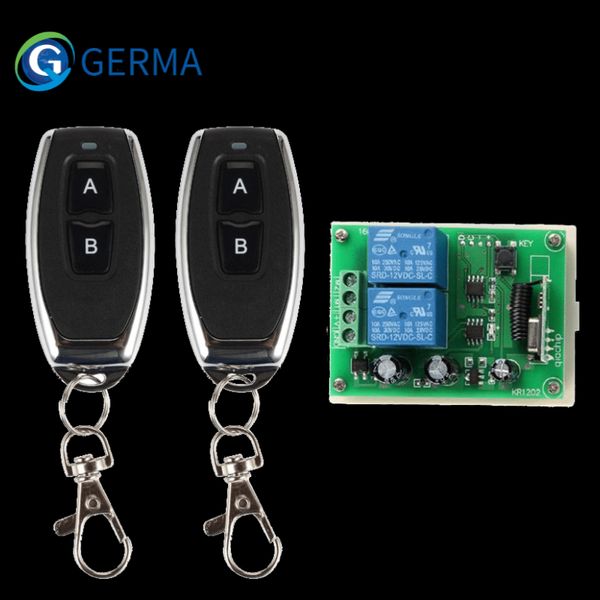 

remote controlers germa 2 ch rf 433 mhz transmitter + 433mhz universal wireless control switch dc 12v 2ch relay receiver module