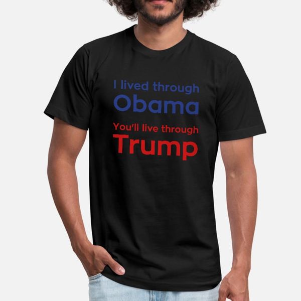

i lived through obama t shirt men knitted short sleeve round collar standard famous building summer pattern shirt
