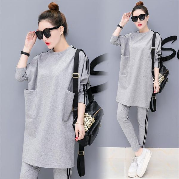 

clothes 2020 korean style womens outfits clothing fashion tracksuit women two piece set and pants long sleeve trendy nbsp, Gray