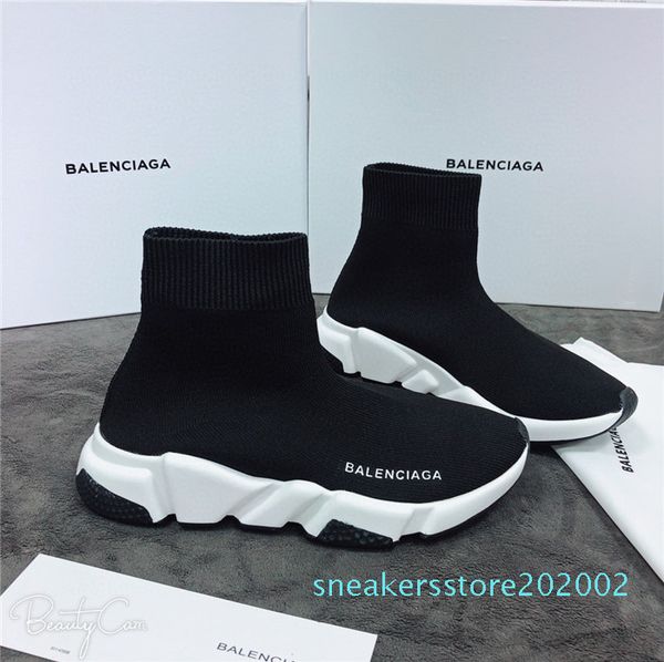 

2020 speed trainer runner designer shoes socks low hight black green oreo red flat casual shoes sneakers with box dust bag1 s02