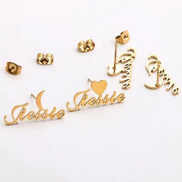 

personalised moon star with name earrings custom name earings fashion jewelry friend gifts bff boucle d oreille, Golden;silver