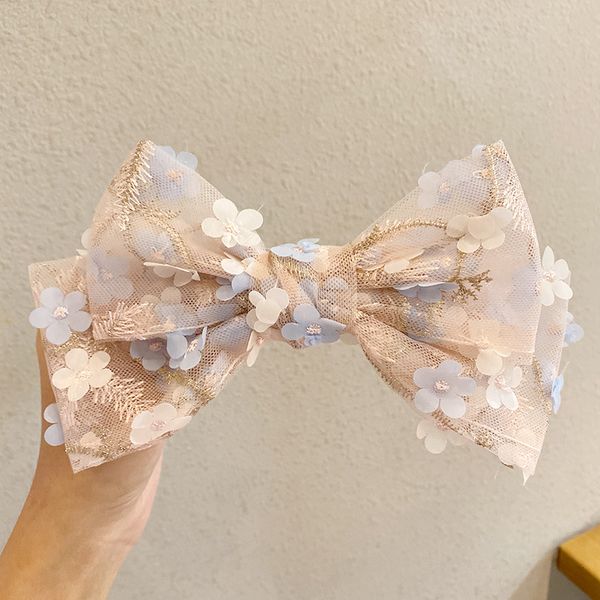 

hair accessories 2021 mesh lace bowknot clips for women stereoscopic flower tie knot bb clip sweet hairpins wholesale girls