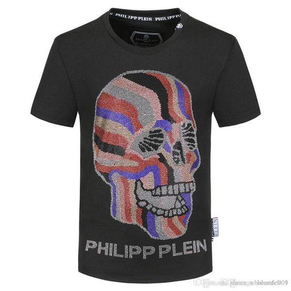 

philip plain brand mens designer t shirts firmata uomo fashion luxury designer t shirt summer homme mens skull tshirt tee 9445, White