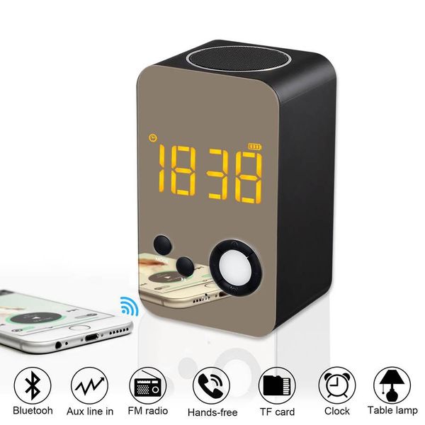 

cgjxscgjxsnew alarm clock bluetooth speaker musky dy38 wireless stereo sound portable speaker with night light fm lcd screen mic support aux