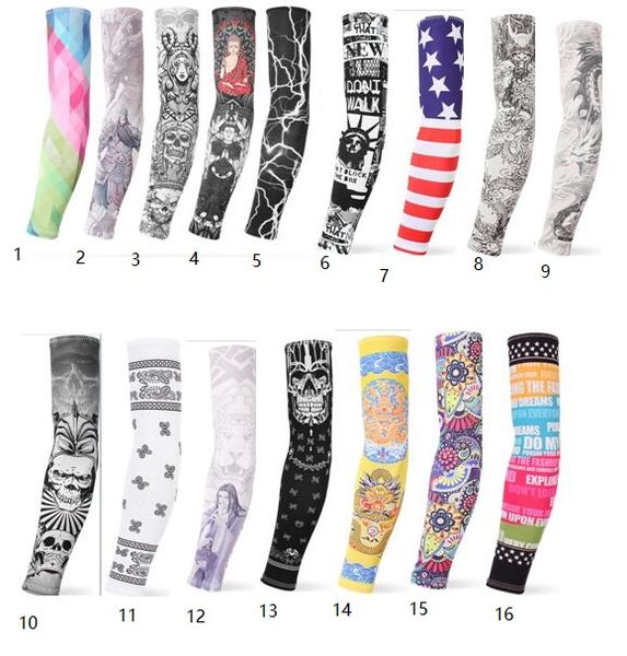 

various color selection ice silk sleeves sunscreen tattoo male arm tattoo ice hand sleeves outdoor women anti-uv sleeve arm guard arm sleeve, Black