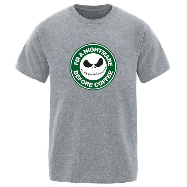 

2020 new crew neck hip hop solid color mens t-shirts funny jack before coffee i am nightmare fashion popular leisure t shirt