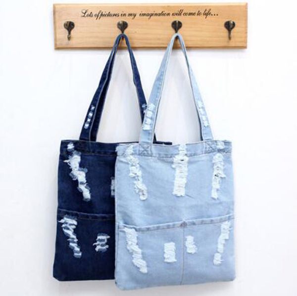 

2020 fashion luxury newly denim handbag single shoulder totes student, girls book carrying bag woman leisure shopping bag deep/light blue