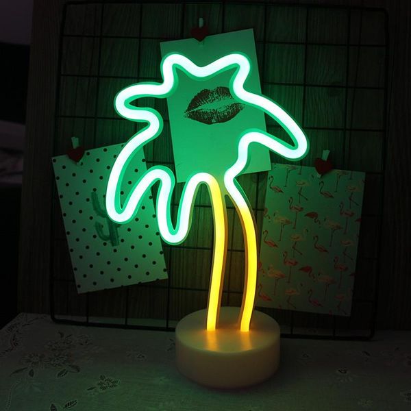 Lampade notturne a LED con insegna al neon Cactus Fenicotteri Design unico Lampada da parete a luce soffusa Lampada da parete con insegna al neon Luminosa lampada da parete a forma di fenicottero per l'arredamento delle camere