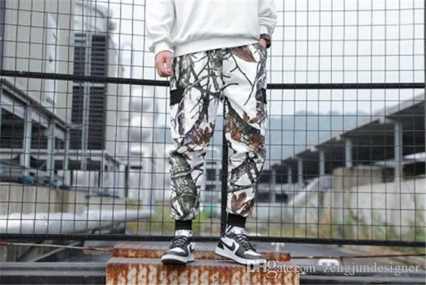 

casual apparel autumn casual apparel cargo pants mens slim desinger pants camouflage print pocket sports style, Black