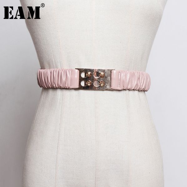 

eam] pu leather плиссе многоцветных черный эластичный пояс длинной личность женщина новый способ tide все матч spring 2020 1n744, Black;brown