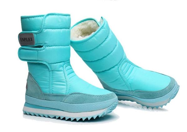 

classic women platform boots winter boots mid-calf snow female warm fur plush insole botas mujer size 35-42, Black