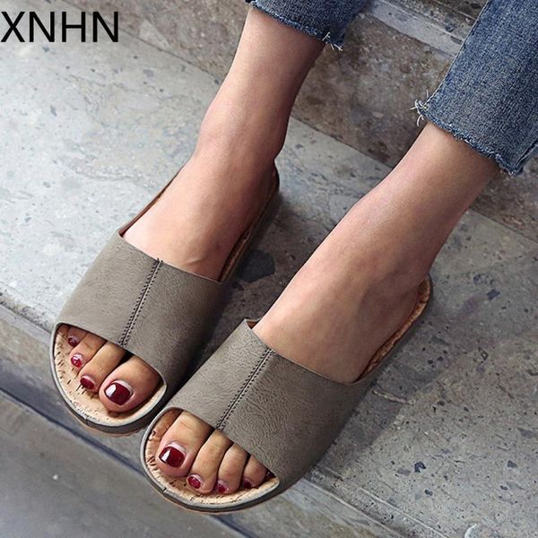 

shoes woman fashion solid color flat thick bottom women slippers beach home shoes slides women zapatos de mujer, Black