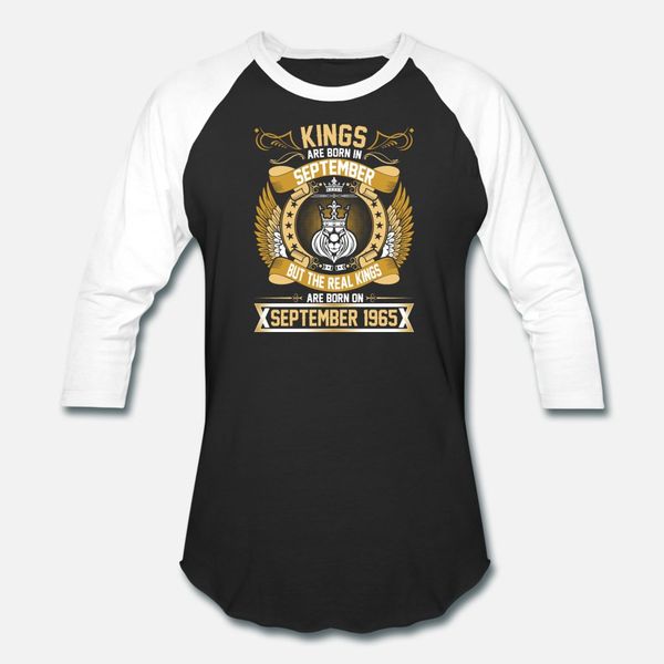 

real kings родился в сентябре 1965 тенниска мужчина проектирование майка круглого шеи шаблон сыпучие смешной лето kawaii рубашка, White;black