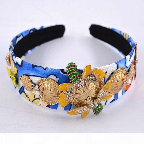 

baroque headband purple crystal grape wider headband honey bee crown gold color angel pendant charms women jewelry ing, Silver