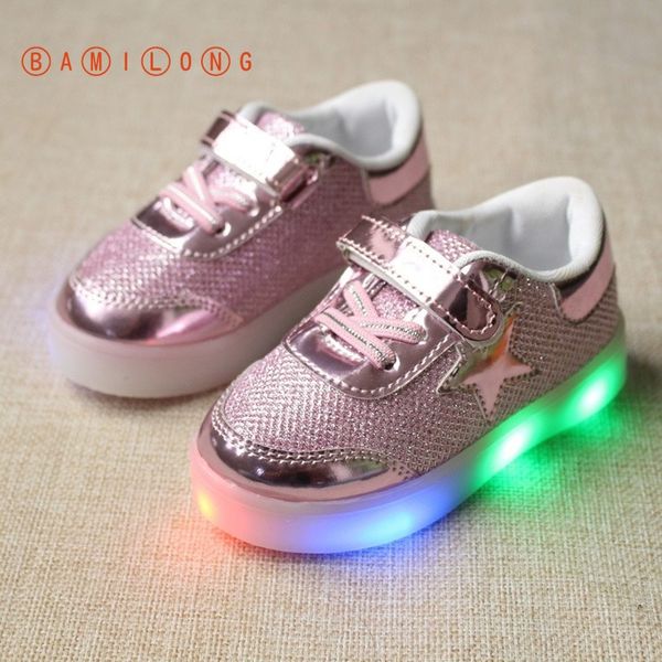 

kids led shoes children casual sneakers boys girls footwear luminous sweet with light flash running shoes kids sport y163, Black