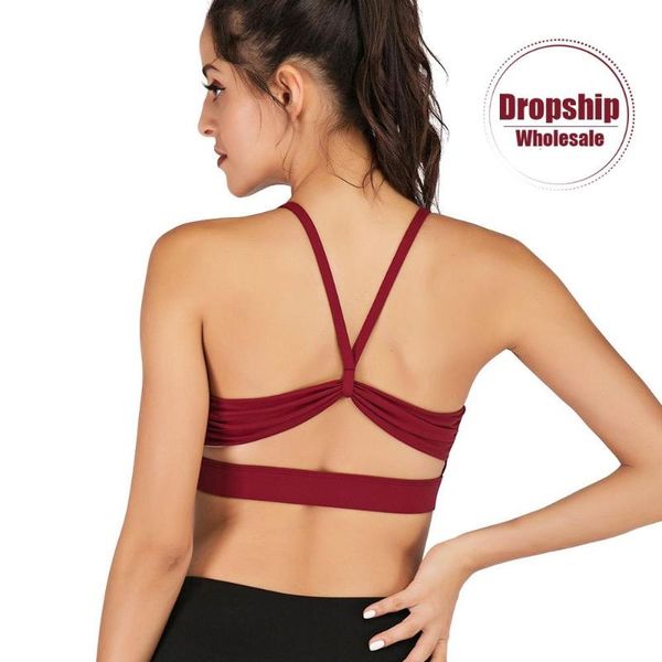 

back sports bra wire yoga tank women fitness athletic solid running shockproof sportwear workout fast dry vest, White;red