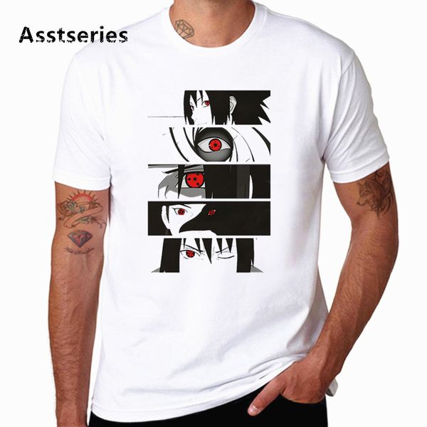 

fashion naruto men's t shirt anime kakashi new white short sleeve casual tshirt streetwear slim tee soft round neck t-shirt, White;black