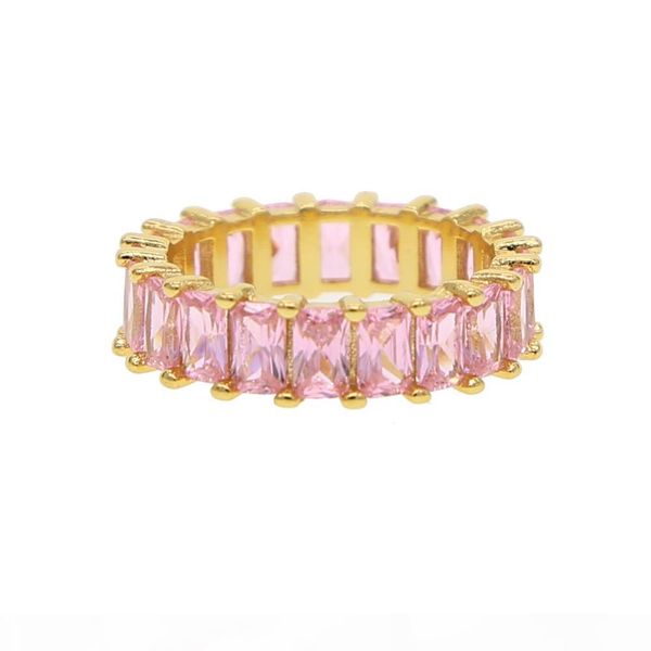 

2018 luxury women finger jewelry paved pink cubic zirconia engagement band luxury cz trendy ring for women lady, Slivery;golden