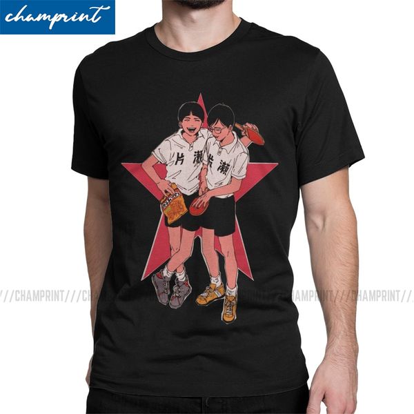 

улыбайтесь x пеко футболки мужские хлопок весёлые футболки пинг-понг анимация настольный теннис спорт аниме тис одежда летняя