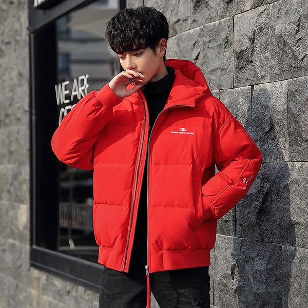

youyushang 2020 new down jacket men's short fashion brand loose bread jacket thickened cold-proof warm coat, Black