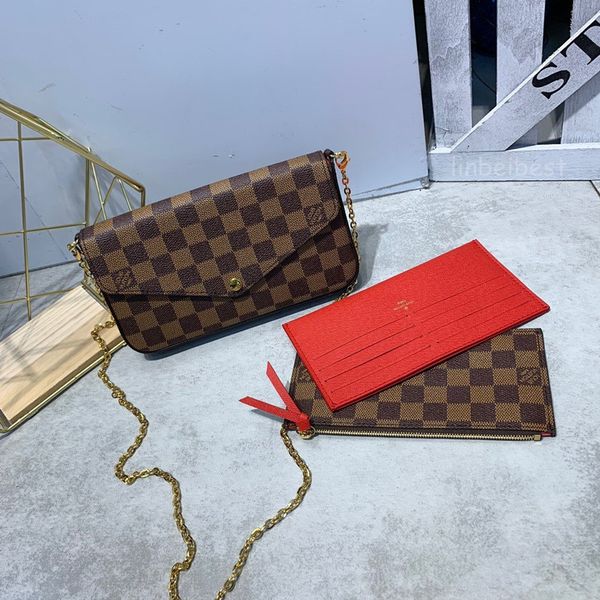 

new classic three-piece mobile phone bag wallet crossbody single purse shoulder messenger bag totes detachable chain bag size 21 x 12 x 3cm