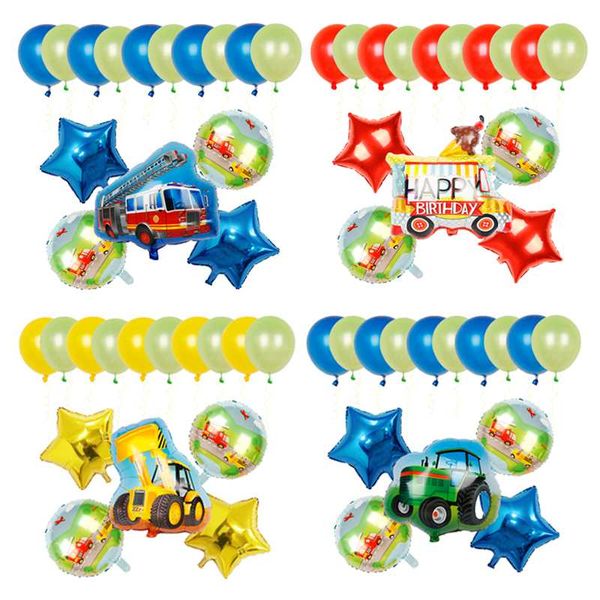 

1set cartoon truck balloons fire car ice cream foil balls baby shower globos children gifts birthday party decorations kids toys