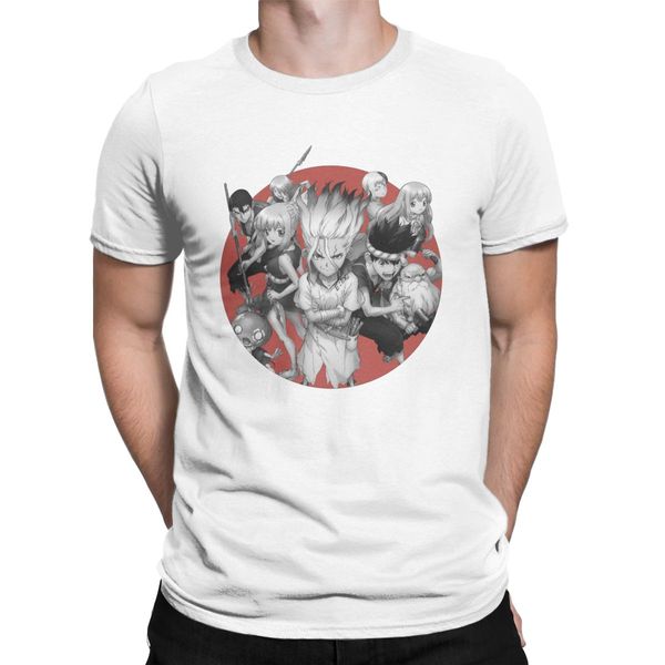 

dr.stone t-shirts for men japanese anime vintage pure cotton tee shirt round collar short sleeve t shirts summer clothing