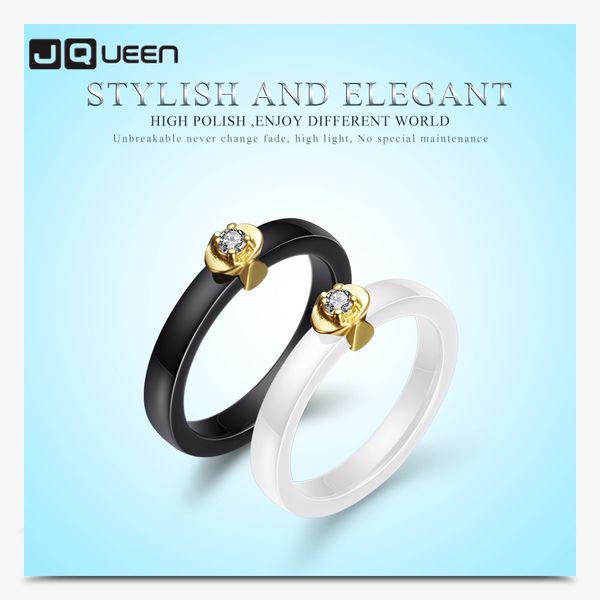 

wedding rings sell fashion ceramic gold simple and versatile women's stainless steel ring with zircon, Slivery;golden