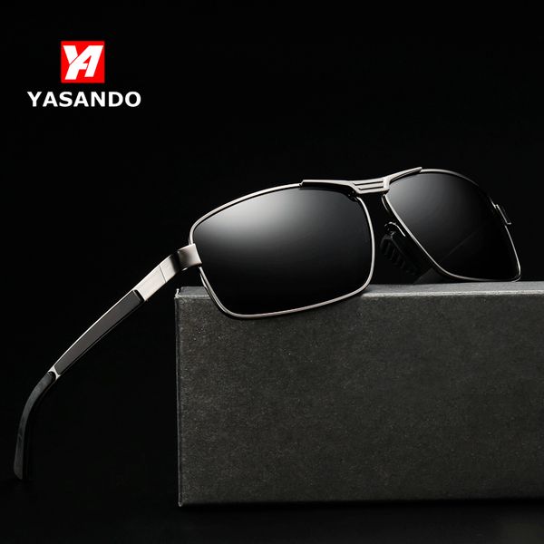 

yasando polarized sunglasses men rectangle alloy frame coating retro glasses male mirror eyewear sun glasses for guy gs2490, White;black