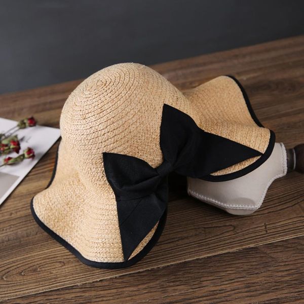 

straw hat women summer beach hat seaside fisherman outing sunscreen sun, Blue;gray