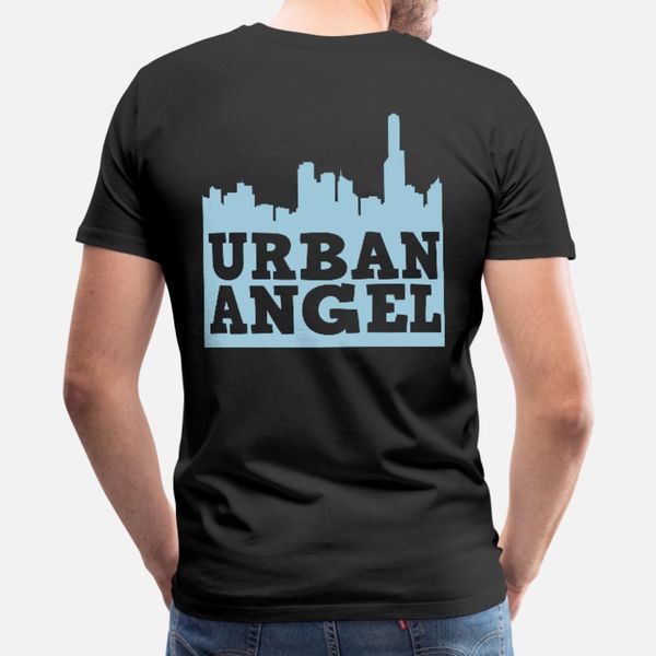 

urban angel city scape with text t shirt men designs short sleeve round neck fit graphic authentic summer trend shirt