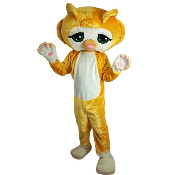 2019 Costumi della mascotte del gatto giallo adorabili realizzati da professionisti per adulti circus Christmas Outfit Fancy Dress Suit