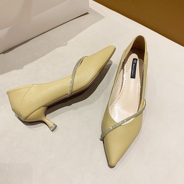 

pointed toe pumps shiny women's high-heels yellow balck green, Black