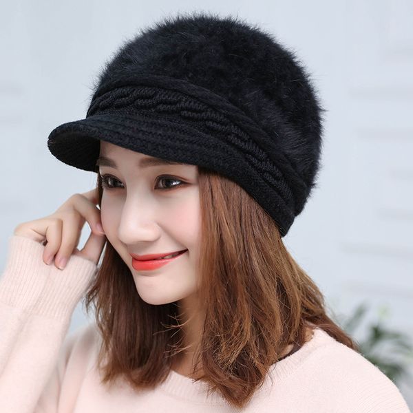 

beanie/skull caps sale women's winter warm knitted fur crochet slouch baggy beanie hat ski brim cap sboy, Blue;gray
