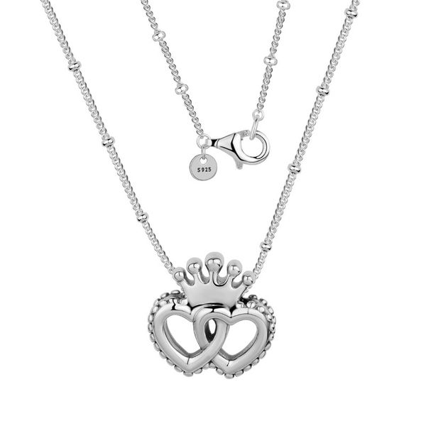 

silver 925 sterling united regal hearts necklace for women gift jewelry n77