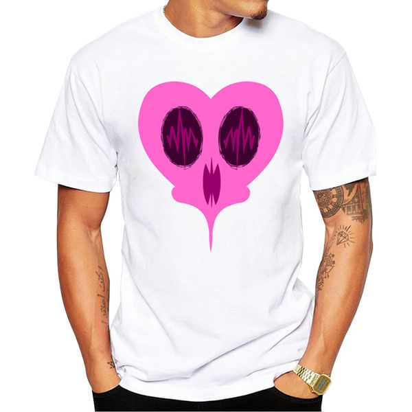 

teehub fashion feral ghost heart design tshirts pink heart printed men t-shirt short sleeve o-neck funny hipster tees