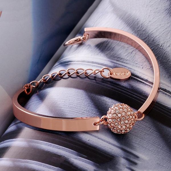 

rose golden round bracelet women's elegant bracelet girlfriend valentine's day gift simplicity jewelry accessories, Golden;silver